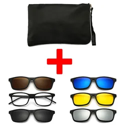 6 In 1 Changed Lens 5 Lenes Magnet Sunglasses Mirrored Sunglasses Glasses Men Polarized Custom Prescription