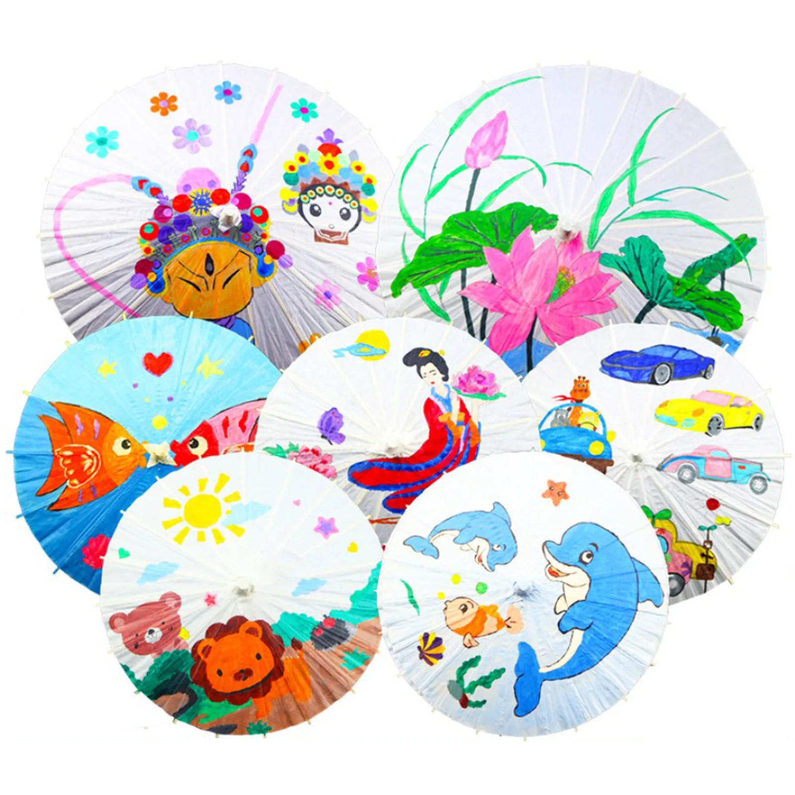 

ZK10 детский бумажный зонтик из бамбука и бумаги в китайском стиле, элегантные белые бумажные зонты «сделай сам», для украшения 58 см/22,8 дюйма