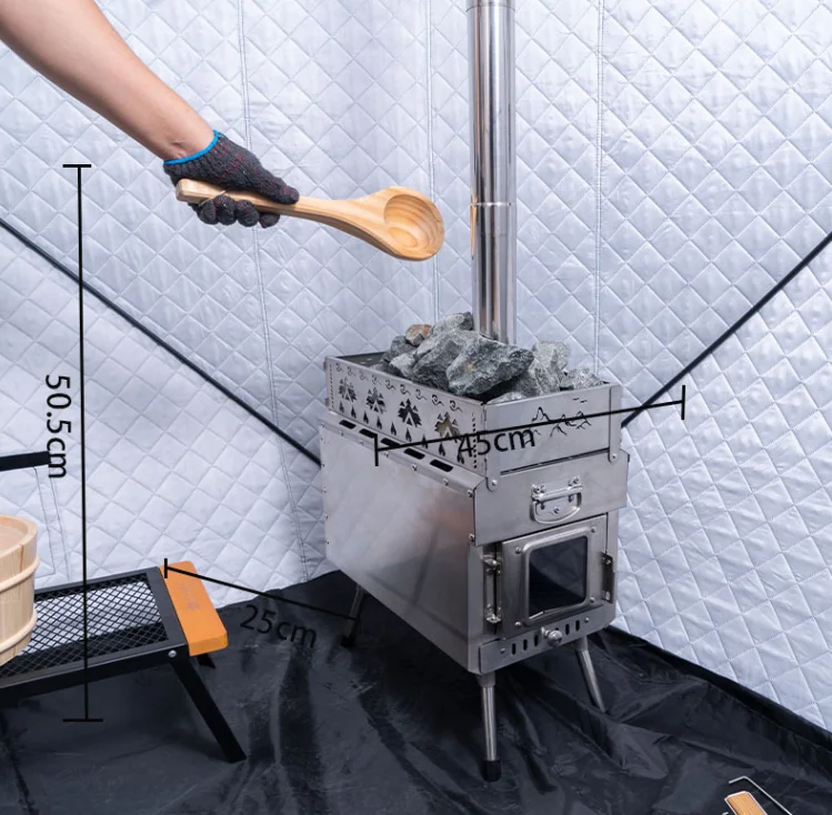 Outdoor Camping Portable Stainless Steel Sauna Heater & Indoor Wood Stove Multi-Use Camping Grills