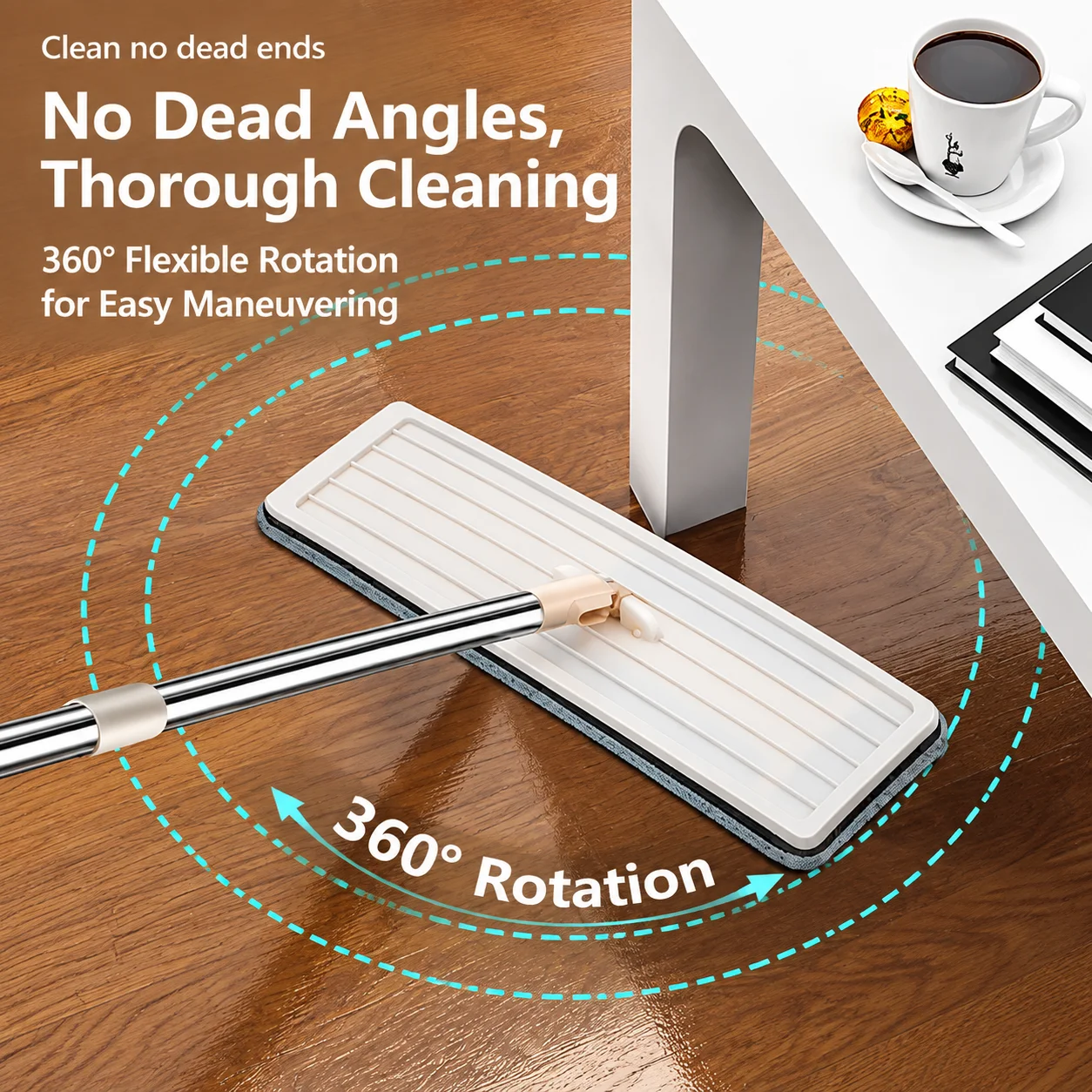 Multi-Purpose Wet/Dry Floor Cleaning Mop with Microfiber Pad for Hardwood and Laminate 360° Spin Mop and Bucket Set Wet/Dry