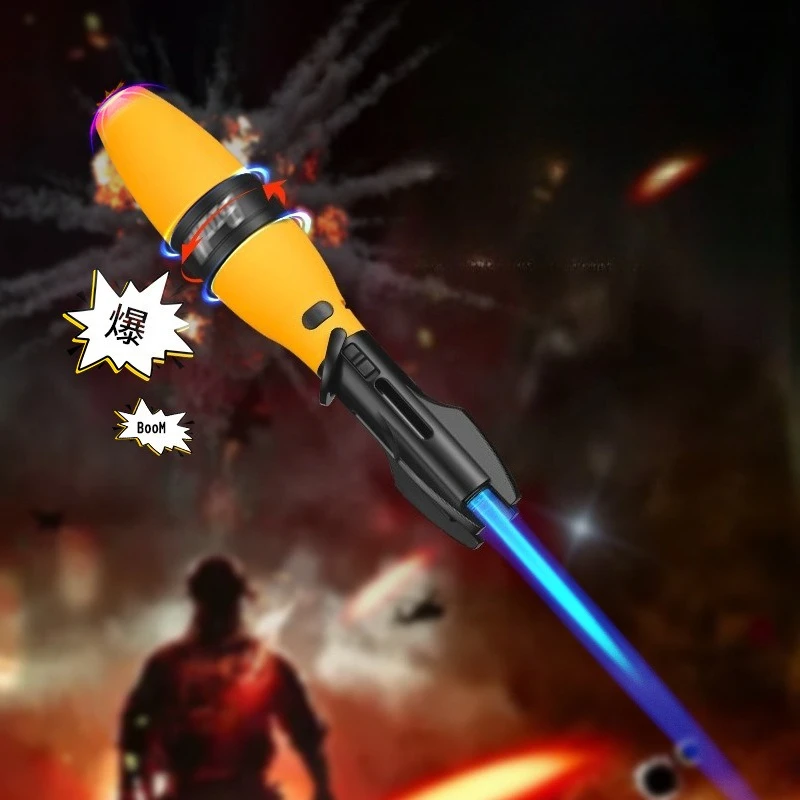 New Rocker Arm Large Flame Shell Outdoor Spray Gun Lighter Windproof Rotatable Pressure Reducing Safety Lock Cigar Lighter - Image 4