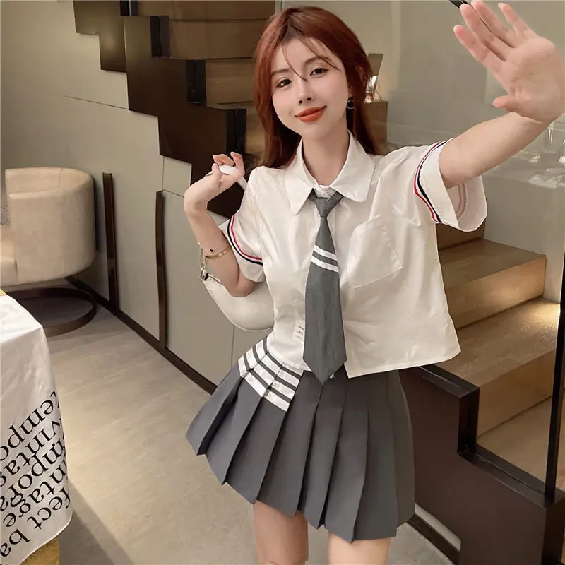 Faul grau jk Krawatten Frauen gestreifte Baumwolle Krawatte Mädchen japanischen Stil für jk Uniform niedlichen Krawatte Hemden Schulmädchen Accessoires – Detail 4