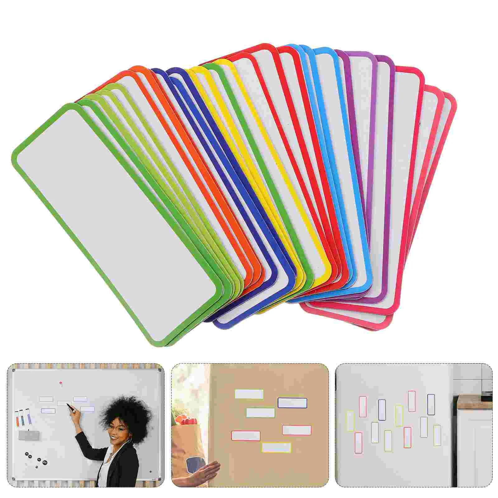 27 Stück magnetische Etiketten, Whiteboard-Aufkleber, Kühlschrankmagnete, löschbare Karte, Namensschilder, farbiger Kühlschrank