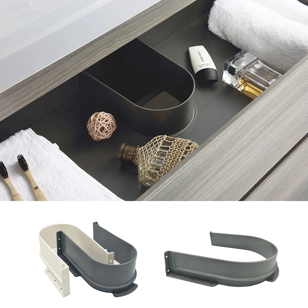 Plastic U Ring Under Sink Bottle Trap Space Bathroom Cabinet  Basin Drawer Pull Out Recessed U Cutout Cover For Drainage Grommet