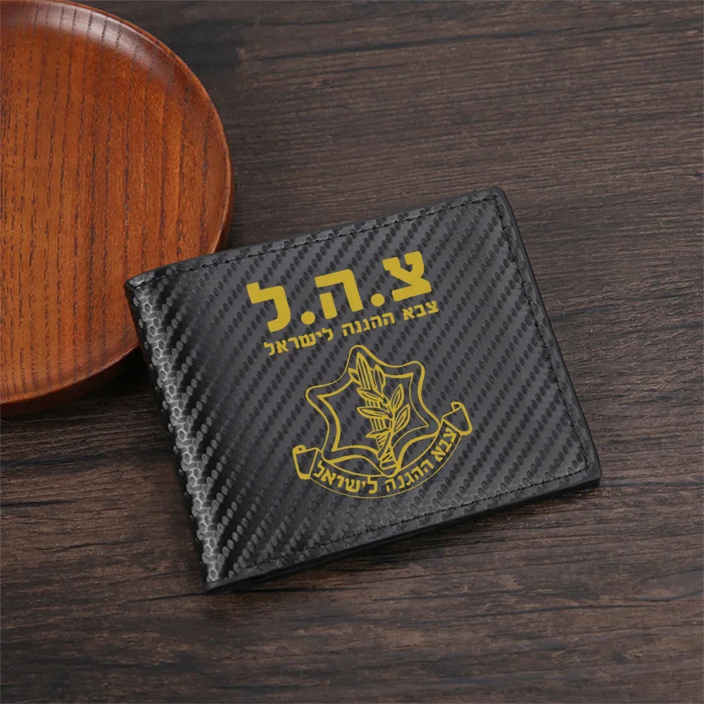 Israeli defense force emblem gold black Men's Wallets Simple Business Modern Stylish Printing Design Gifts For Father Boyfriend