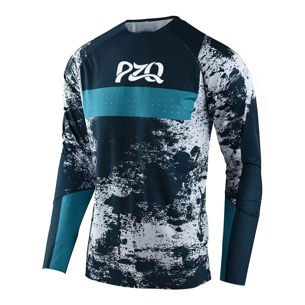 

NEW Men Fashion brand pzq Latest Team Motocross Motorcycle Off-road T-shirt Ride Bicycle Long-sleeve Breathable Mesh Shirt Poc