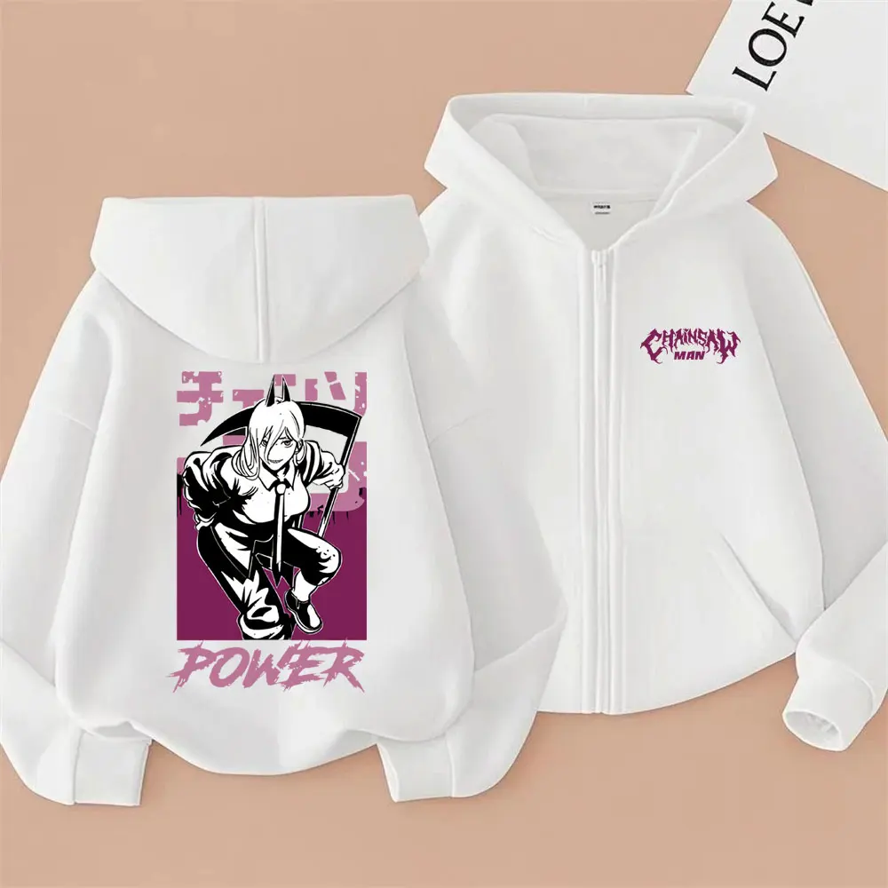 

Anime Chainsaw Man Power Zipper Hoodie Men Women Casual Fleece Cotton Oversized Zip Up Jacket Men's Manga Fleece Cotton Hoodies