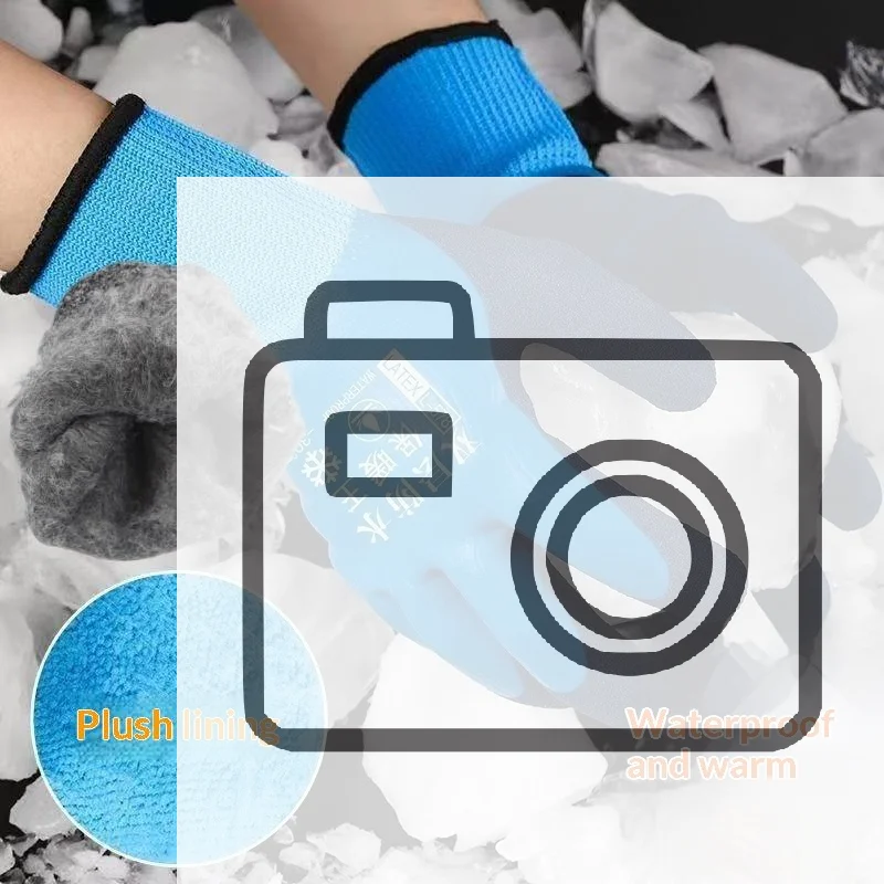 

1Pair Waterproof Work Safety Glove Winter Thermal Gloves Anti-Slip Grip Rubber Garden Gloves For Worker Builder Hands Protection