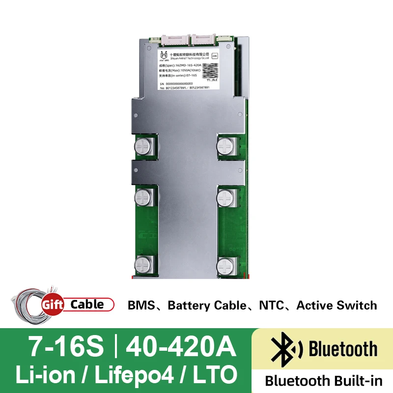 ANT Industrial Smart BMS 7-16S 420A with BT&CANbus, Ultra High Power LiFePO4 Battery Management System for Electric Bus Truck