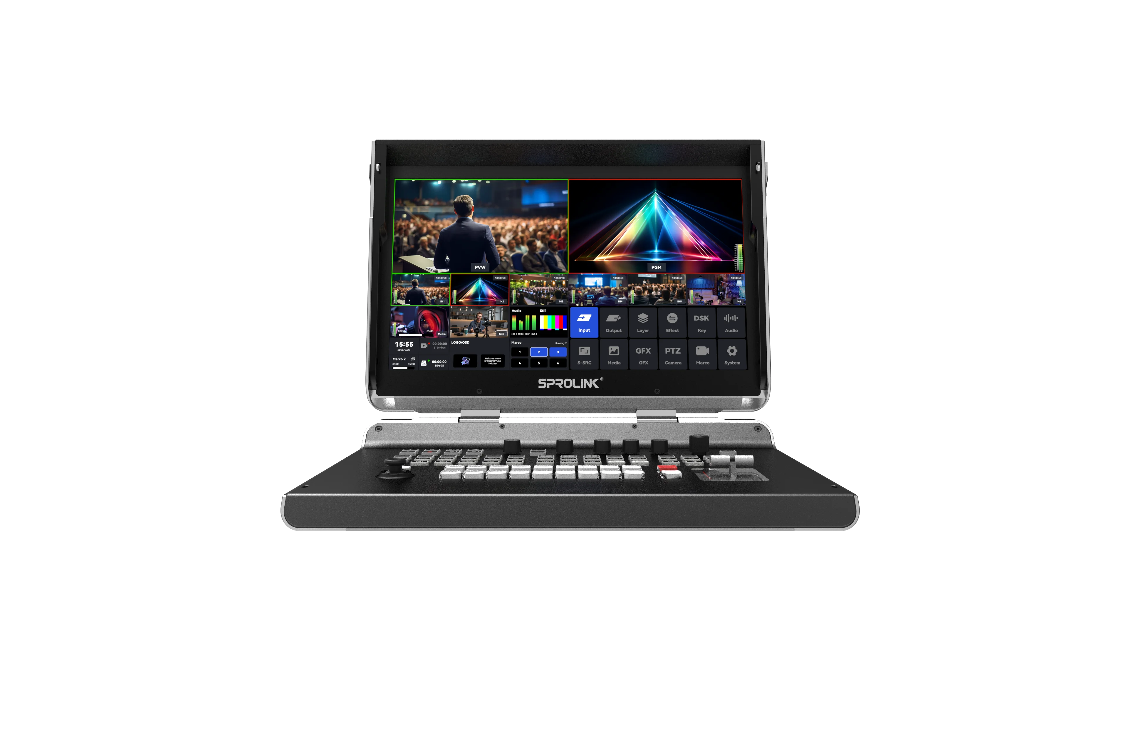 SPROLINK Neolive N7S 4K Video Switcher for Live Streaming 15.6-inch Large Monitoring Display