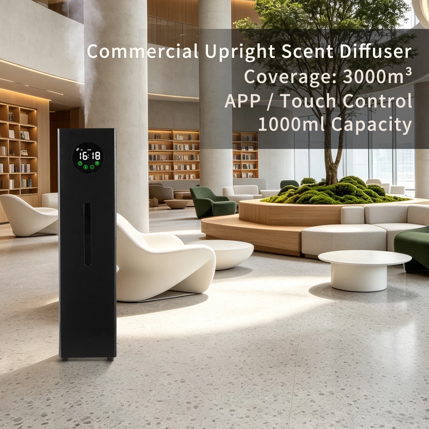 1000ML Commercial Hotel Lobby Fragrance Oil Diffuser Aroma Machine App Control Floor-Standing Air Scent Machine 3000cbm