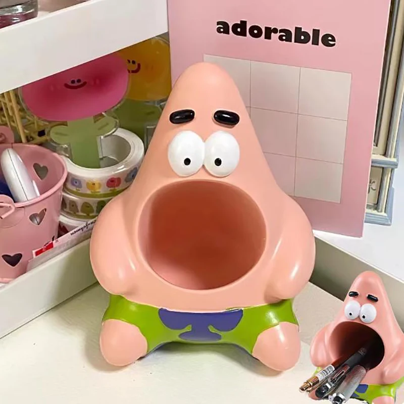 سبونجبوب سكوير بانتس باتريك ستار أصحاب القلم البلاستيكية لطيف الكرتون تخزين حلية أنيمي سطح المكتب الديكور لعب للفتيات الهدايا