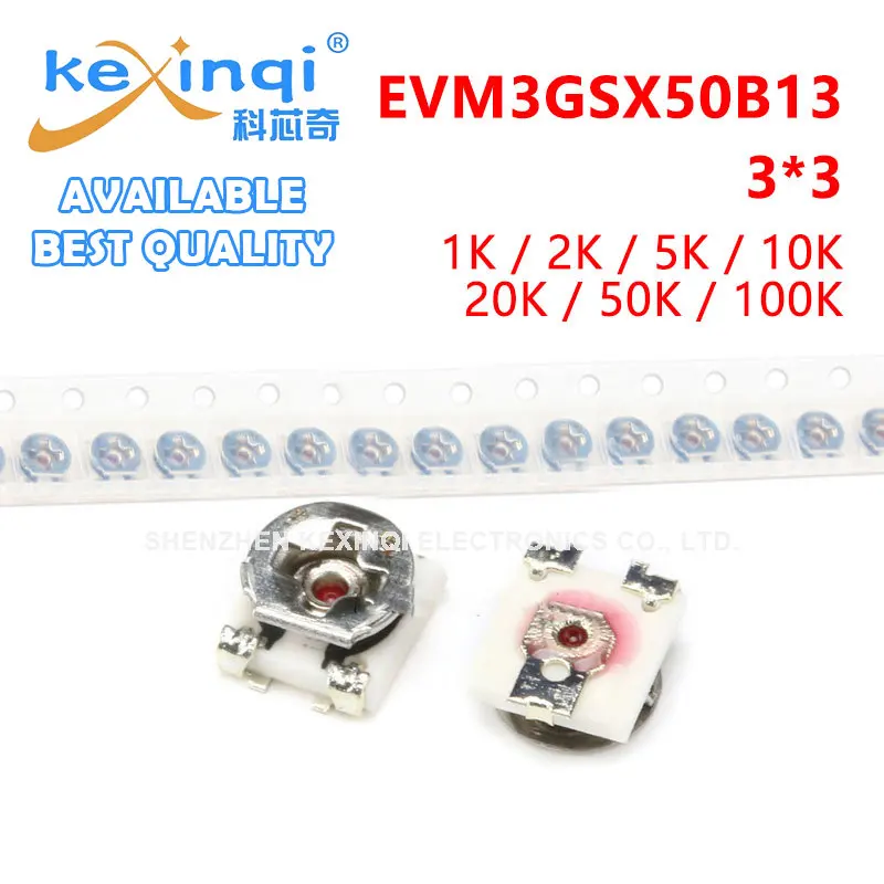 

10pcs 3*3 EVM3GSX50B13 SMD Adjustable Potentiometer 1K 2K 5K 10K 20K 50K 100K