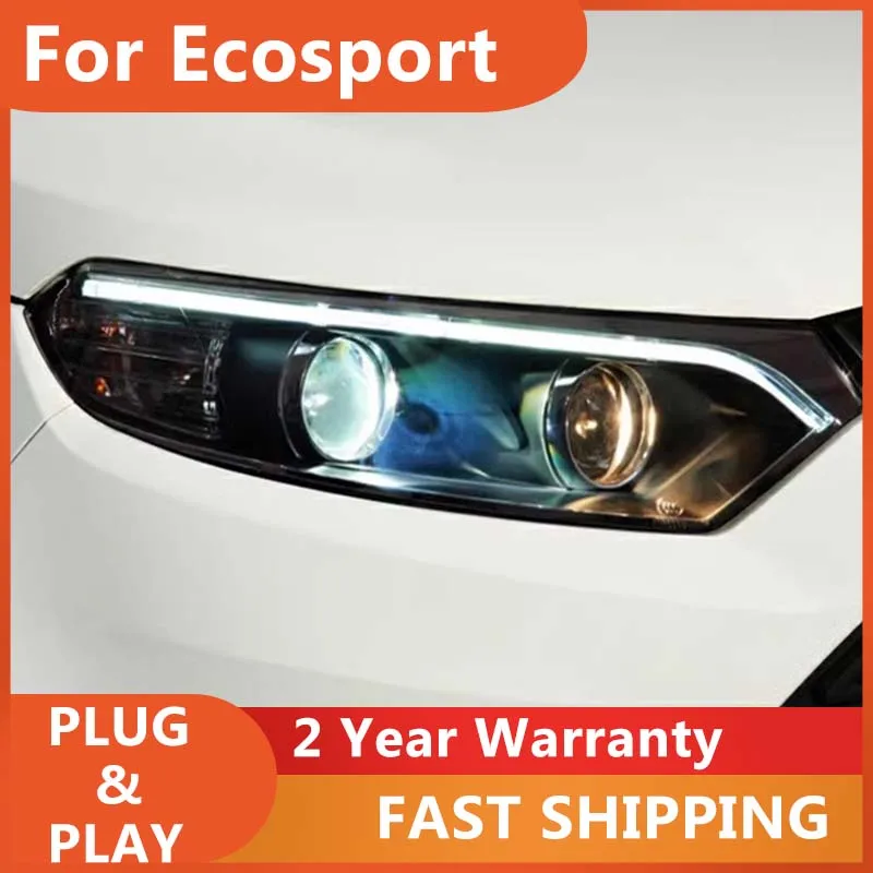 

Автомобильные аксессуары для фар Ford Ecosport 2013–2017 Ecosport, фара DRL, указатель поворота, ближний свет, линза проектора