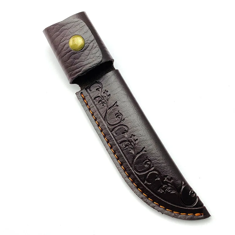 1pc Outdoor Engraved Pattern Cow Neck Pattern Scabbard Suitable for Meat Cleaver Fruit Knife PU Cover Included