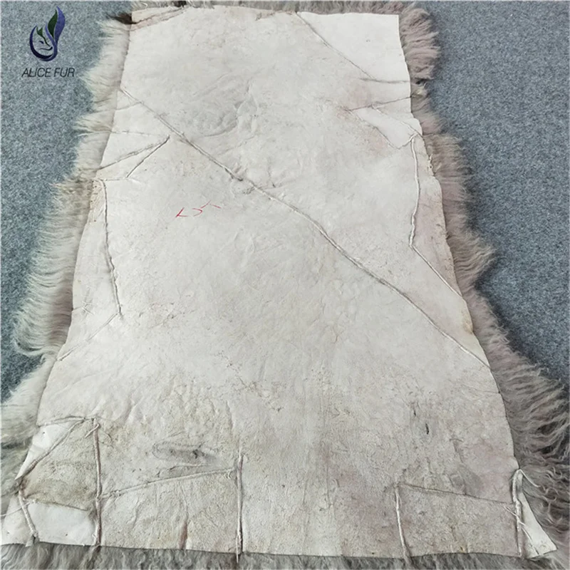 Alicefur piatto di pelliccia di agnello mongolo tibetano reale genuino Eco conciato capelli lunghi ricci 120x60 CM per coperte di abbigliamento