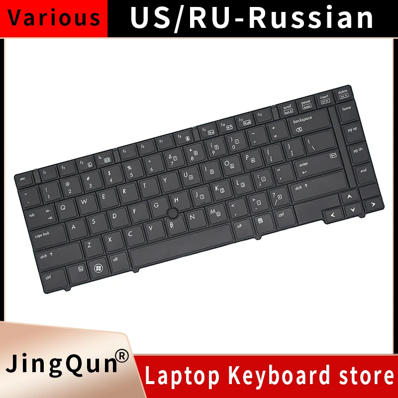 NEW Original US Russian Laptop Keyboard For HP EliteBook 8440 8440P 8440W w/ Pointer 594052-001 Replace Notebook Keyboard