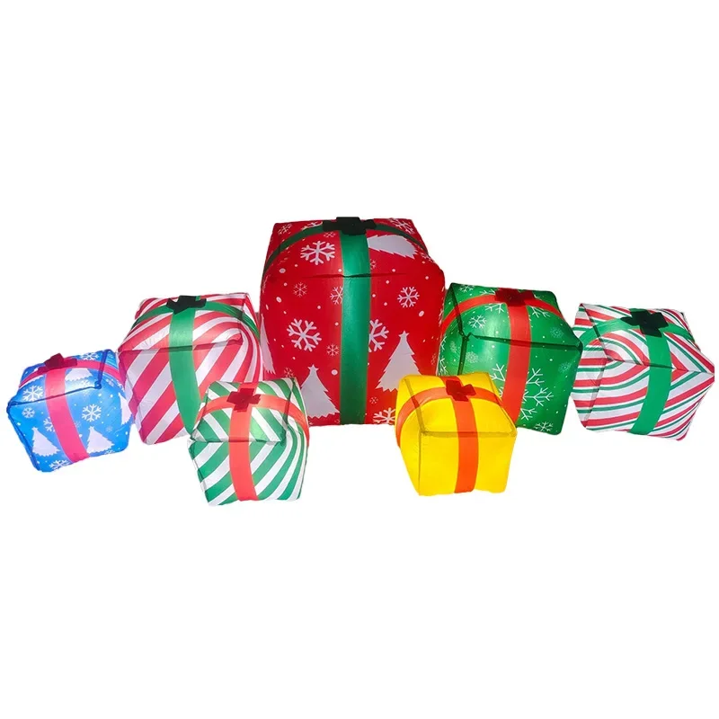 

Надувное рождественское украшение с огнями, вечеринка, рождественская елка, подарочная коробка для пожилых людей, воздушная форма