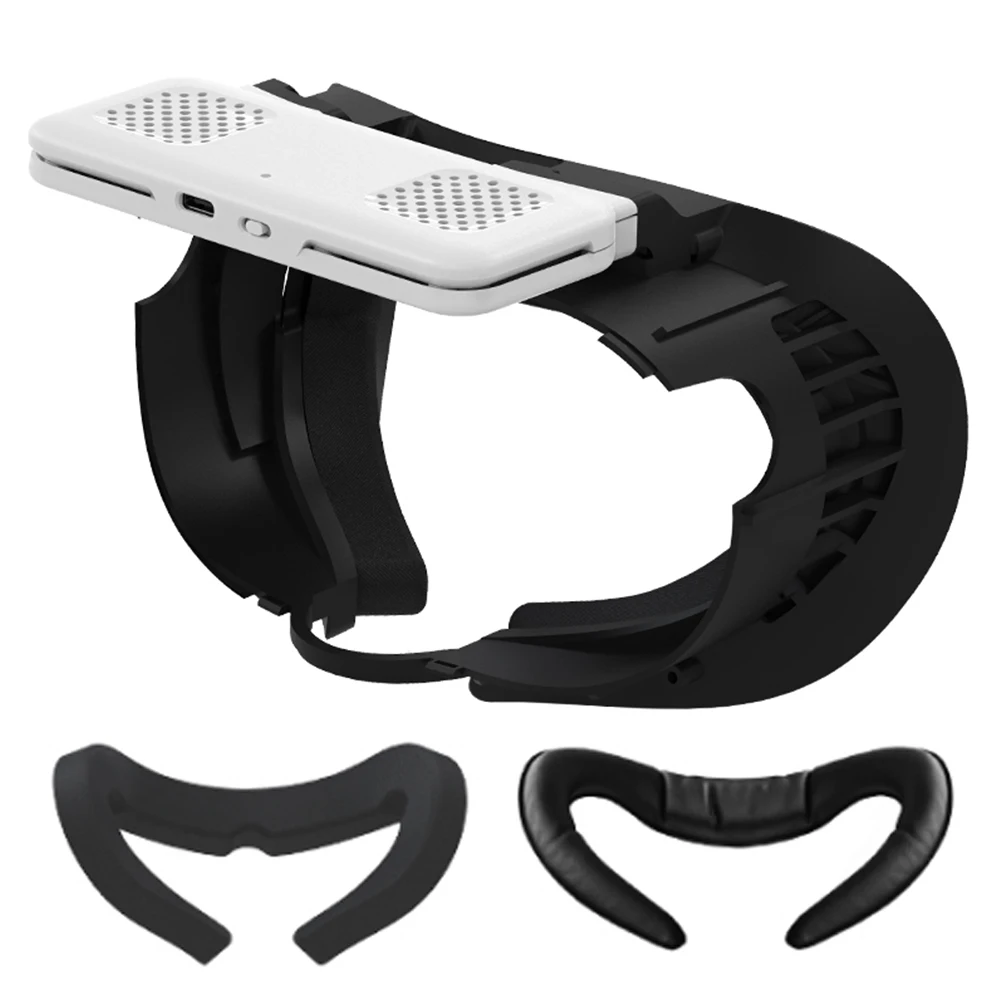 

Лицевая крышка с циркуляционным вентилятором, снимающая запотевание линз, ледяной шелк, хлопок и искусственная кожа, хлопковая накладка для лица 700 мАч для Meta Quest 3, аксессуары