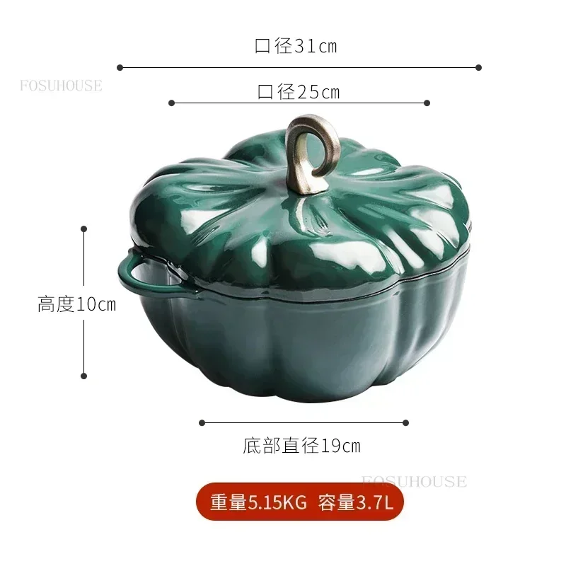 Pumpkin Enamel Pot Cast Iron Cookware Enamel Soup Pot Multifunctional Dutch Ovens Coating Non Stick Casserole Pot with Lid q