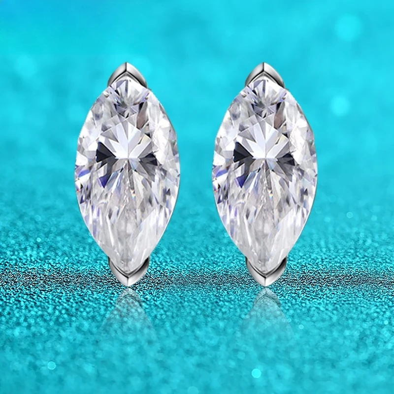 

18K Plated 0.3-3CT Certified Moissanite Stud Earrings for Women Marquise Cut Lab Diamond 925 Sterling Silver Jewelry