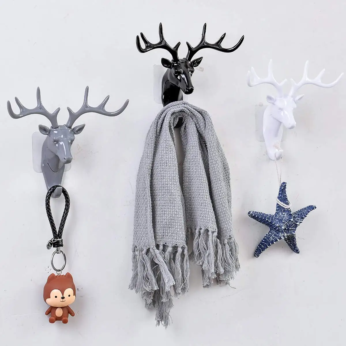 Animal Modeling Hooks Creative Vintage Wall Hanging Hook Hanging Clothes Hat Scarf Key Deer Horns Hanger Rack Walls Decoration