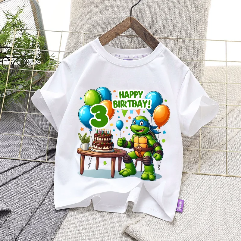 

Teenage Mutant Ninja Turtles T-Shirt Cartoon Anime Number 1-10 Tops Summer Soft Breathable Kawaii Fashion Tee Baby Clothes Gift