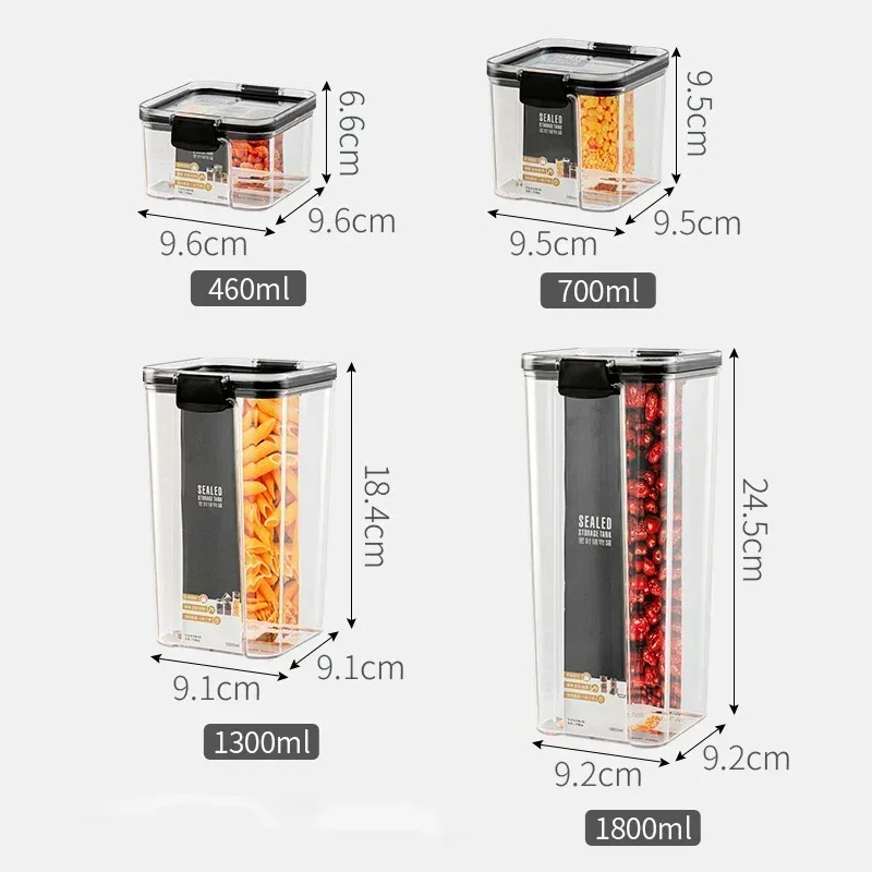 460-1800ml Sets Stackable Kitchen Sealed Jar Plastic Food Storage Box Multigrain Tank Bottle Dried Fruit Tea Storage Containers