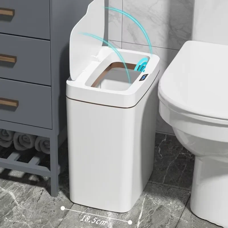 15L smart bathroom trash can white non-contact narrow smart sensor trash can smart home automatic bagging electronic trash can