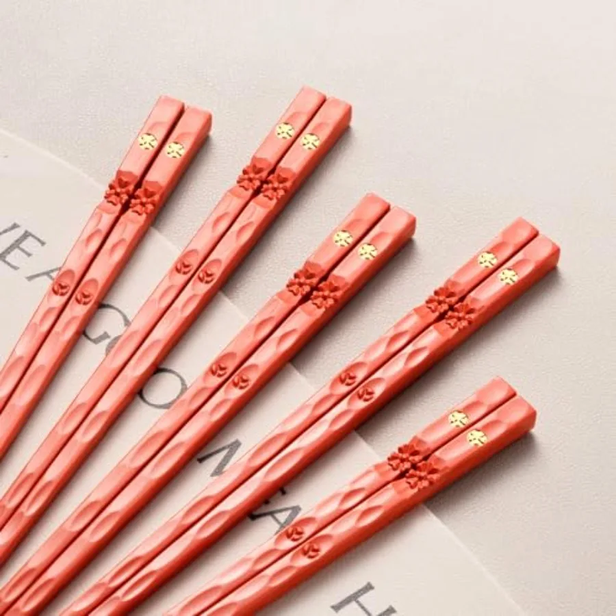 Chopstisks Reusable Chopsticks Dishwasher Safe, Lightweight Chop Sticks, 5 Pairs Fiberglass Chopsticks Sets, Non-Slip, 9 1/2 In