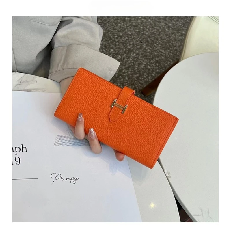 

Cowhide Long Ultra-thin Wallet Large Capacity Female Leisure Temperament Leather Driver's License Bag Wallet