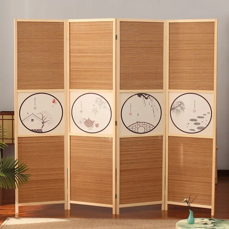 Simple screen partition Living room folding mobile folding screen Simple modern office Solid wood Chinese screen