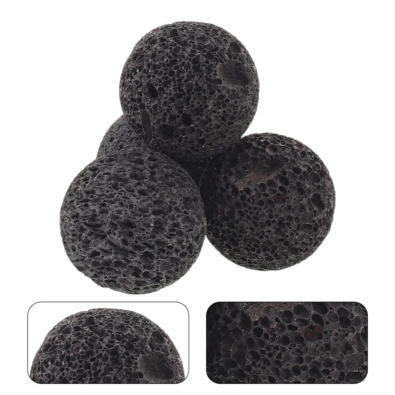 3Pcs Volcanic Lava Rock Decorative Balls Neutral Stone Spheres Bowl Filler Living Room Centerpiece Vase Coffee Table Farmhouse