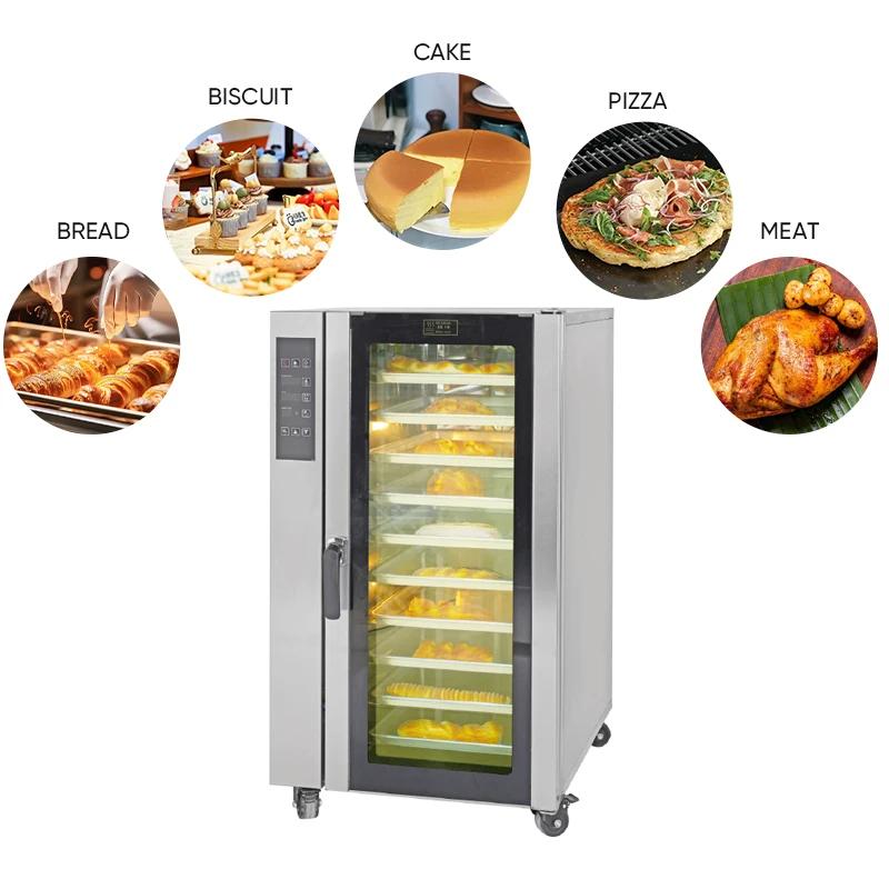 10-Tray Gas & Electric Convection Hot Air Oven for Small Restaurants with 1-Year Warranty and Overheat Protection