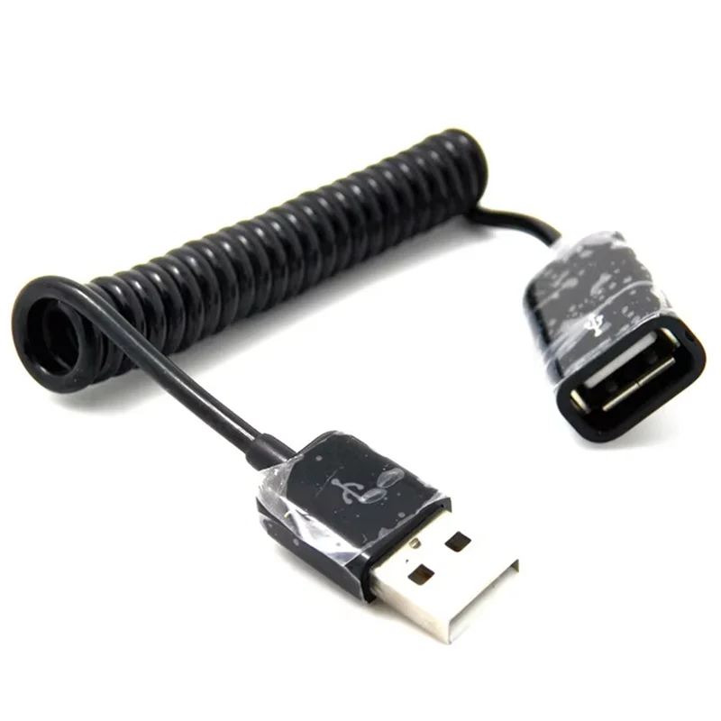 Spring Spiral Coiled USB2.0 Male to Female Extension Cable USB 2.0 Sync Charger Adapter 1m 3m