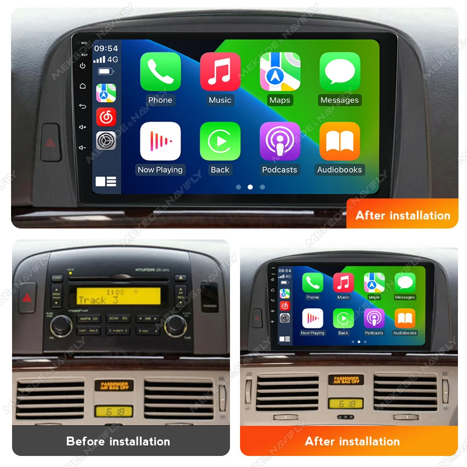 MEKEDE Car Intelligent Sytems Radio Wireless Carplay Android Auto For Hyundai Sonata NF 2004-2008 Car Stereo Multimedia Player