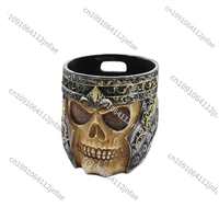Personalized 3D Skull Mug - Resin Creative Stainless Steel Coffee Cup with Skull Knight Design, Barware