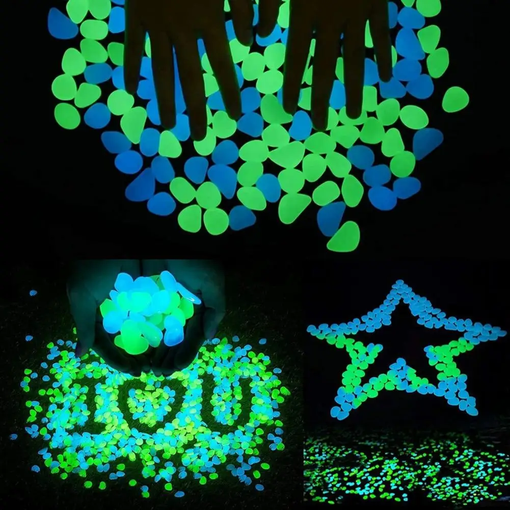 Glow-in-the-Dark Garden Stones, 1cm Night Guide Luminous Pebbles, Decorative Aquarium Pebbles, Resin Glowing Stones for Outdoor