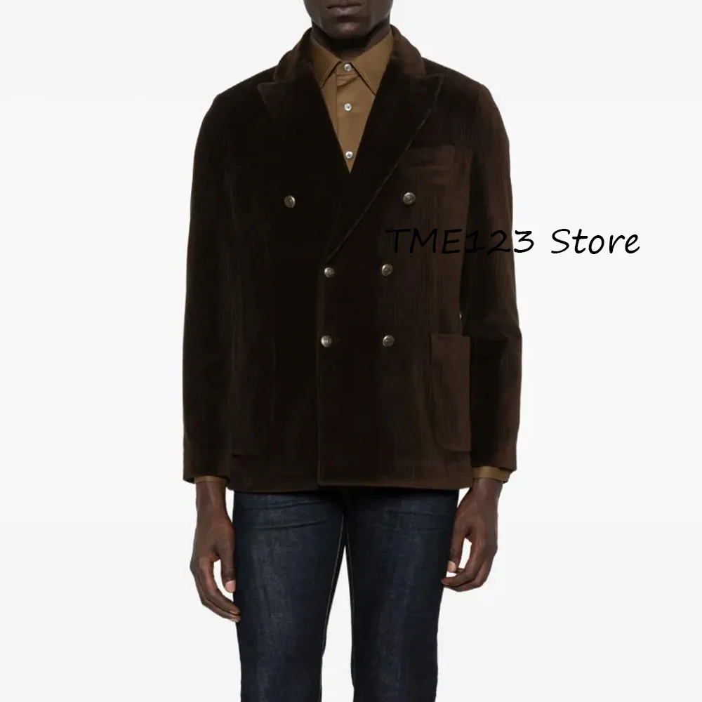 

Men's Suits Peaked Lapels Classic Men's Suit Jackets Formal Double-breasted Streetwear Jackets for Man Casual Corduroy Fashion