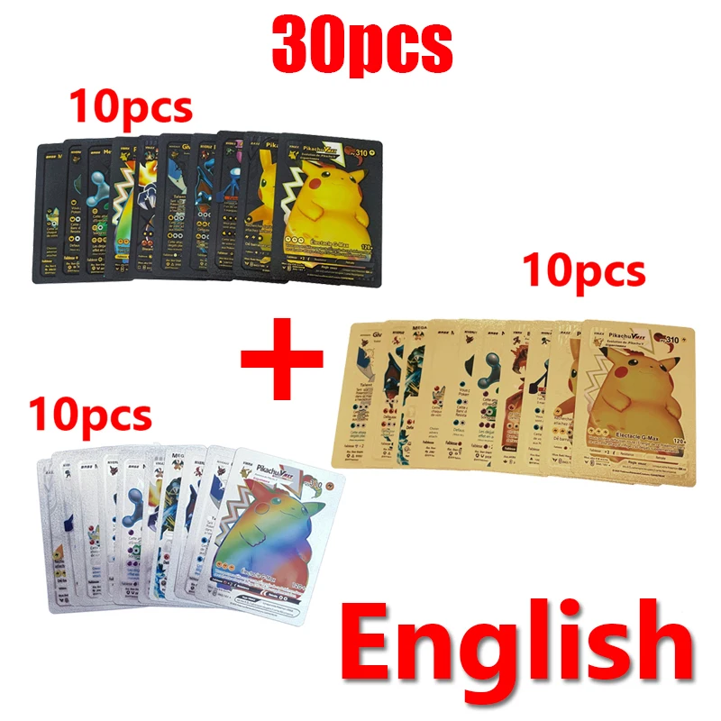 81-15 Stuks Pokemon Kaarten Goud Zilver Vmax GX Card Collection Battle Trainer Kaart Spaans Engels Frans Kind speelgoed Kerstcadeaus