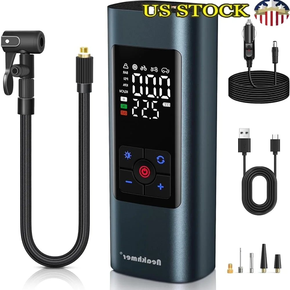 

Portable Tire Inflator Cordless Air Compressor 150PSI with Pressure Gauge Multi-Function Air Pump Car Bike Motorcycle Balls