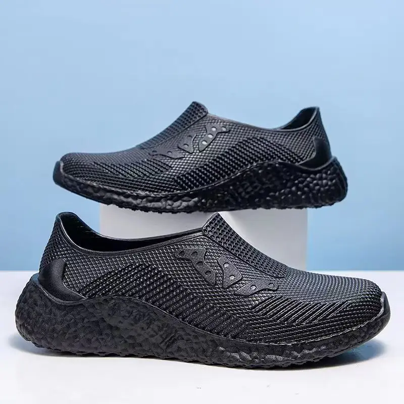 Men\'s New Low Top Four Seasons Rain Shoes Soft Bottom Non Slip Waterproof Slip-On Flat Sole Work Shoes Fishing Water Shoes