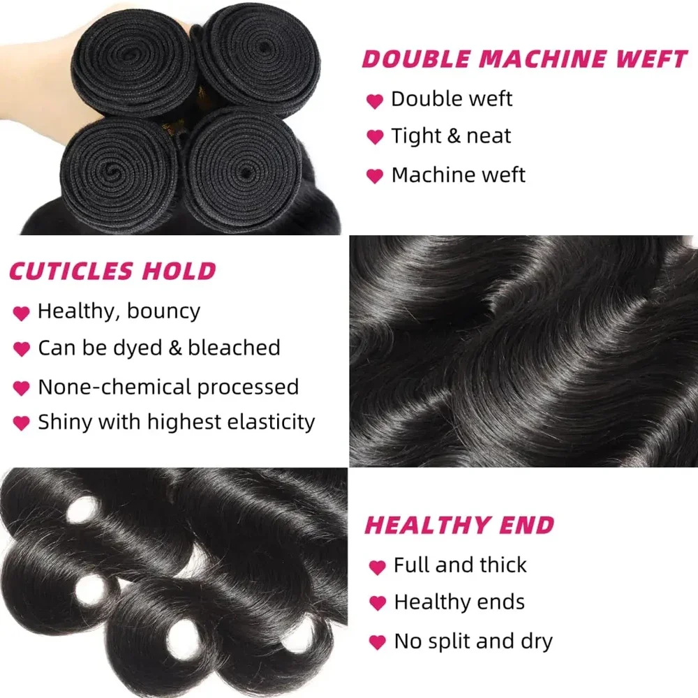 30 40Inch 3 4 Bundle Loose Body Wave Bundles Unprocessed Human Hair 16A Raw Hair Bundles Extensions Brazilian Natural Black