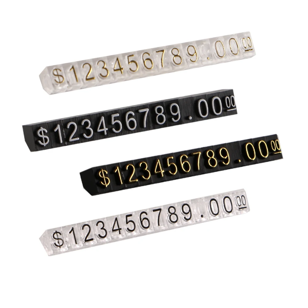 100pcs 3x5mm Mini Acrylic Combined Price Tag Euro Hk Us Dollar Adjustable Number Pricing Label Jewellery Store Accessories