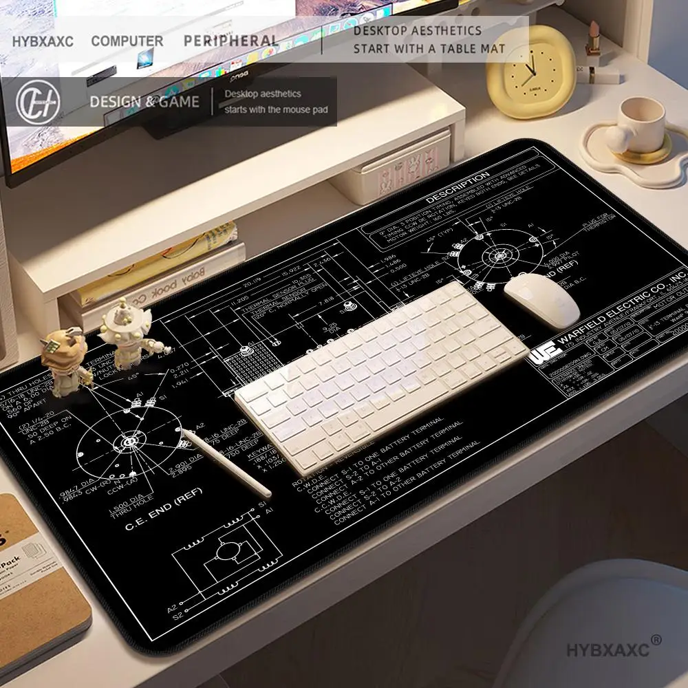 HYBXAXC Mechanical Drawings Mouse Pad Gamer Home Large New Computer Mousepad XXL keyboard Carpet Soft Natural Rubber Table Mat