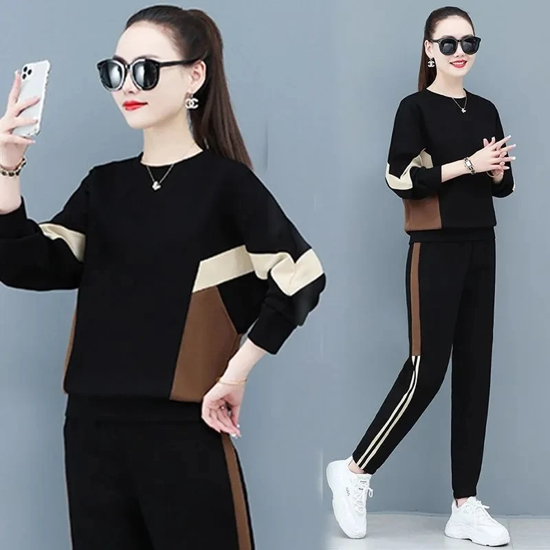 Casual Loose Tracksuit 2 Piece Sets Women Outfits Spring Summer Fashion Round Neck Sweatshirt Pantsuit Ensemble Jogging Femme