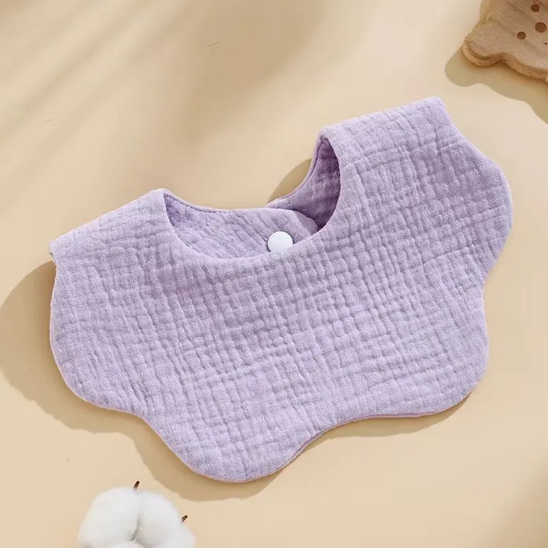 New Plain Baby Petal Shaped Baby A-Class Pure Cotton Gauze Children's Drool Towel Wholesale #4