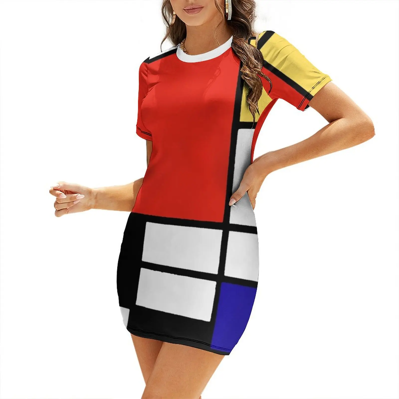 

Mondrian Short-Sleeved Dress dresses for prom party dresses women Dress