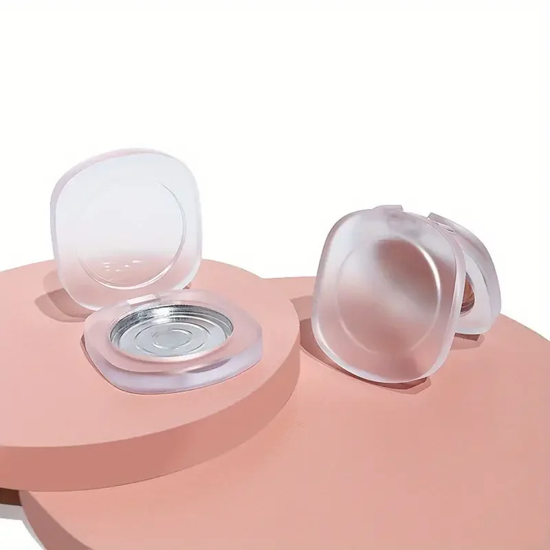 Refillable Plastic Compact Case Clear Flip-Top Single Compartment Container for Solid Balm Eye/Shadow/Blush Storage for Travel