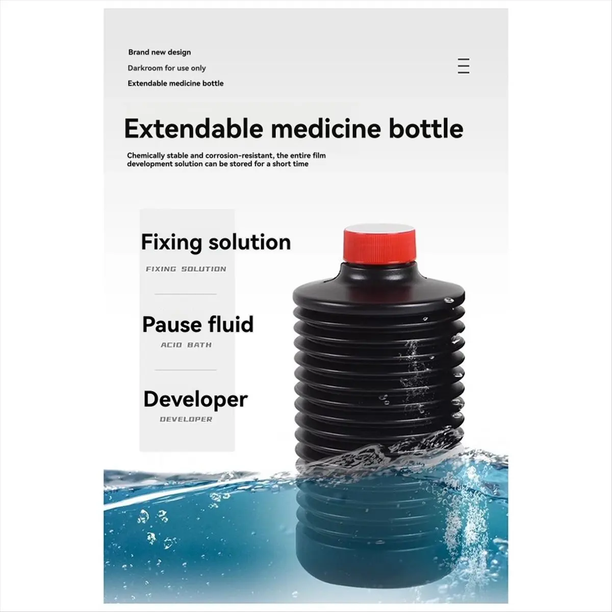 AAAE Storage Bottles for Darkroom Chemical Film Developing Development Fixing Stop Fluid Bottle Sealed 1L